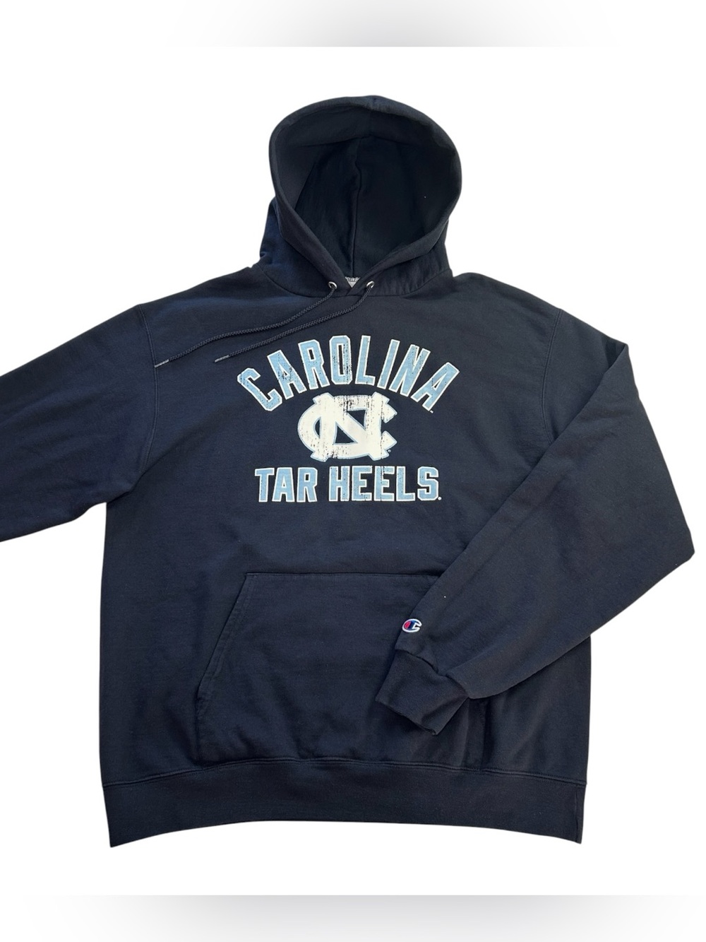 Champion UNC North Carolina Tar Heels Men’s Hoodie Vintage Style Pullover Blue L